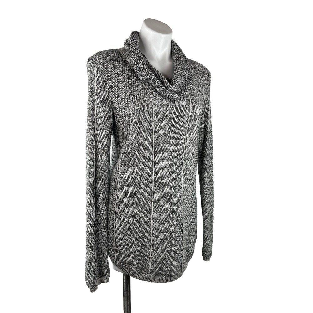 Eight‎ Eight Eight Gray Cowl Neck Sweater 100% Cotton Curved Hem Womens Large